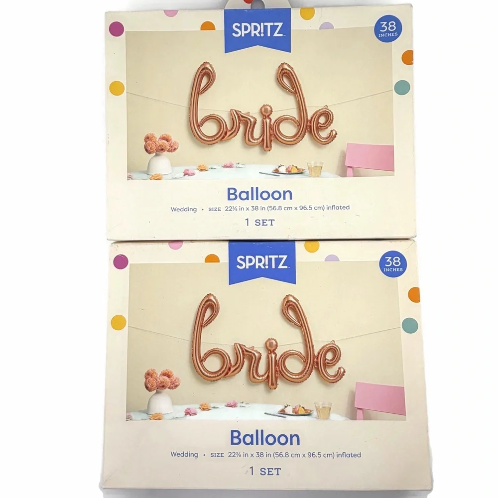 Set of 2 Spritz Rose Gold 'bride' Balloon Banner